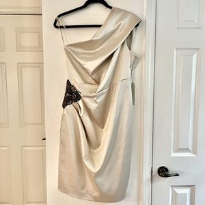 Eliza J Champagne Satin Dress
